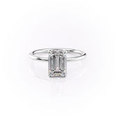 Auric Dawn Emerald 2.19 Carat VVS1 Lab-Grown Hidden Halo Engagement Ring in 18K White Gold Front View