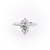 Aurora Beam 3.03 Carat VVS1 Lab-Grown Marquise Hidden Halo Pave Engagement Ring in 18K White Gold Front View