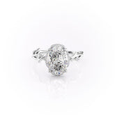 Aurora Halo 1.50 Carat VVS1 Lab‑Grown Oval Halo Engagement Ring in 18K White Gold Front View