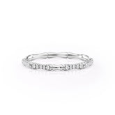 Bamboo Chic VVS1 Lab-Grown Half Eternity Wedding Ring in 18K White Gold Front