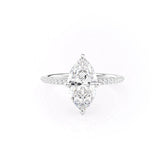 Celene Glint 1.79 Carat VVS Lab-Grown Marquise Hidden Halo Pave Engagement Ring in 18K White Gold Front View