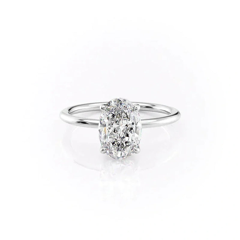 Celeste Oval 2 Carat VVS1 Lab-Grown Solitaire Engagement Ring in 18K White Gold Front View