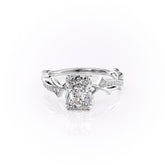 Celestia Arc 2.26 Carat VVS Lab-Grown Radiant Three Stone Pavé Engagement Ring in 18K White Gold Front View