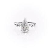 Celestial Pear 3 Carat VVS1 Lab-Grown Three Stone Engagement Ring in 18K White Gold Front View