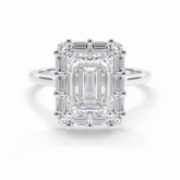 Celestial Portal 2.92 Carat Emerald VS1 Lab-Grown Halo Engagement Ring in 18K White Gold