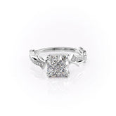Celestial Radiance 2 Carat VVS1 Lab-Grown Cushion Pave Engagement Ring in 18K White Gold Front View