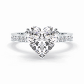 Cherished 3.03 Carat Heart VS1 Lab-Grown Pave Engagement Ring in 18K White Gold