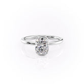 Classic Bezel 2.04 Carat VVS1 Lab-Grown Elongated Cushion Engagement Ring in 18K White Gold Front View