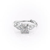 Classic Radiance 1 Carat VVS1 Lab-Grown Cushion Three Stone Engagement Ring in 18K White Gold Front View