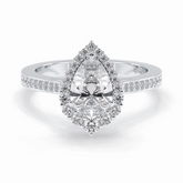 Coronet 1.20 Carat Pear VS1 Lab-Grown Halo Engagement Ring in 18K White Gold