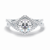 Crown 0.95 Carat Round VS1 Lab-Grown Halo Engagement Ring in 18K White Gold