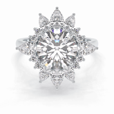 Crownlight 2.71 Carat Round VS1 Lab-Grown Halo Engagement Ring in 18K White Gold