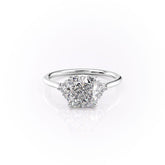 Cushion Harmony 1.57 Carat VVS1 Lab-Grown Three Stone Engagement Ring in 18K White Gold Front View