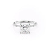 Dawn Radiance 2.17 Carat VVS1 Lab-Grown Princess Hidden Halo Pave Engagement Ring in 18K White Gold Front View