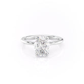 Divine Allure 2.01 Carat VVS1 Lab-Grown Oval Solitaire With Accents Engagement Ring in 18K White Gold Front View