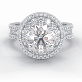 Eclipse 2.06 Carat Round VS1 Lab-Grown Double Halo Engagement Ring in 18K White Gold