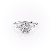 Elara Poise 2.10 Carat VVS Lab-Grown Elongated Cushion Engagement Ring in 18K White Gold Front View