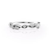 Elegant Swirl VVS1 Lab-Grown Half Eternity Wedding Ring in 18K White Gold Front