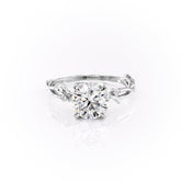 Elysian Glow 1.50 Carat VVS1 Lab-Grown Textured Three Stone Ring in 18K White Gold Front View