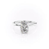 Elysian Oval 1.58 Carat VVS1 Lab-Grown Hidden Halo Engagement Ring in 18K White Gold Front View