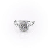 Elysian Spark 2 Carat VVS1 Lab‑Grown Cushion Halo Engagement Ring in 18K White Gold Front View