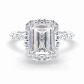 Embrace 7.74 Carat Emerald VS1 Lab-Grown Solitaire Engagement Ring in 18K White Gold