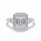 Empire 1.41 Carat Emerald VS1 Lab-Grown Halo Engagement Ring in 18K White Gold