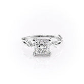 Enchanted Blossom 3.10 Carat VVS1 Lab-Grown Princess Three-Stone Engagement Ring in 18K White Gold Front View