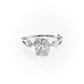 Eternal Bloom 1.55 Carat VVS1 Lab-Grown Elongated Cushion Three Stone Engagement Ring in 18K White Gold Front View