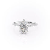 Eternal Blossom 3.00 Carat VVS1 Lab-Grown Hidden Halo Pave Engagement Ring in 18K White Gold Front View