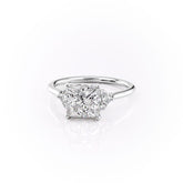 Eternal Grace 1.01 Carat VVS1 Lab-Grown Cushion Three Stone Engagement Ring in 18K White Gold Front View