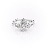 Eternal Grace 2.30 Carat VVS1 Lab-Grown Pear Three Stone Engagement Ring in 18K White Gold Front View