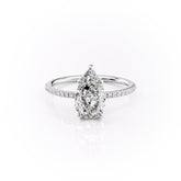 Eternal Pear 2.08 Carat VVS1 Lab-Grown Hidden Halo Pave Engagement Ring in 18K White Gold Front View