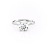 Eternal Spark 2.81 Carat VVS1 Lab-Grown Hidden Halo Pave Engagement Ring in 18K White Gold Front View