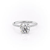 Ethereal Round 1.10 Carat VVS1 Lab‑Grown Hidden Halo Pave Engagement Ring in 18K White Gold Front View