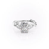 Everglen Crown 2.82 Carat VVS Lab-Grown Radiant Three-Stone Engagement Ring in 18K White Gold Front View