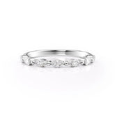 Everglow VVS1 Lab-Grown Half Eternity Wedding Band in 18K White Gold Front View