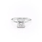 Facet Oath 2.66 Carat VVS Lab-Grown Princess Hidden Halo Engagement Ring in 18K White Gold Front View