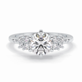 Floral Brilliance 1.29 Carat Round VS1 Lab-Grown Pave Engagement Ring in 18K White Gold
