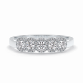 Floral Sparkle 0.60 Carat Round VS1 Lab-Grown Wedding Band in 18K White Gold
