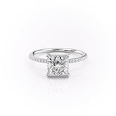 Frost Tiara 2.25 Carat VVS Lab-Grown Princess Hidden Halo Pave Engagement Ring in 18K White Gold Front View