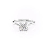 Gilded Haven 2.02 Carat VVS Lab-Grown Cushion Hidden Halo Engagement Ring in 18K White Gold Front View
