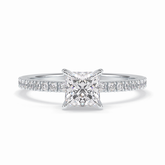Gleaming Pinnacle 0.75 Carat Princess VS1 Lab-Grown Pave Engagement Ring in 18K White Gold
