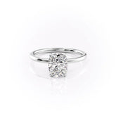 Heavenly Drift Elongated Cushion 2.50 Carat VVS1 Lab-Grown Hidden Halo Engagement Ring in 18K White Gold Front View