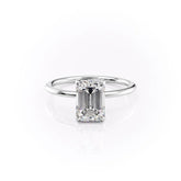 Heliora 1.97 Carat VVS Lab-Grown Emerald Hidden Halo Engagement Ring in 18K White Gold Front View