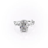 Ivycrest Halo 2.10 Carat VVS Lab-Grown Radiant Three-Stone Engagement Ring in 18K White Gold Front View