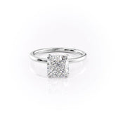 Luminous Glow 1.55 Carat VVS1 Lab-Grown Hidden Halo Engagement Ring in 18K White Gold Front View