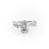 Luminous Glow 1 Carat VVS1 Lab-Grown Oval Pave Engagement Ring in 18K White Gold Front View