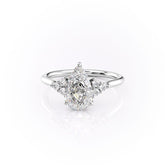 Luna Cascade 3.50 Carat VVS Lab-Grown Pear Engagement Ring in 18K White Gold Front View