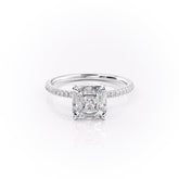 Lunar Grace 1.66 Carat VVS1 Lab-Grown Asscher Hidden Halo Pave Engagement Ring in 18K White Gold Front View